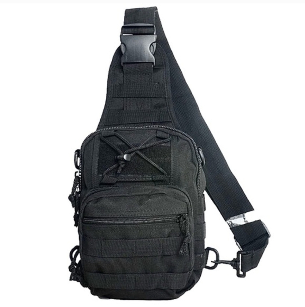 Black Shoulder Sling Backpack Outdoor Military Utility Style